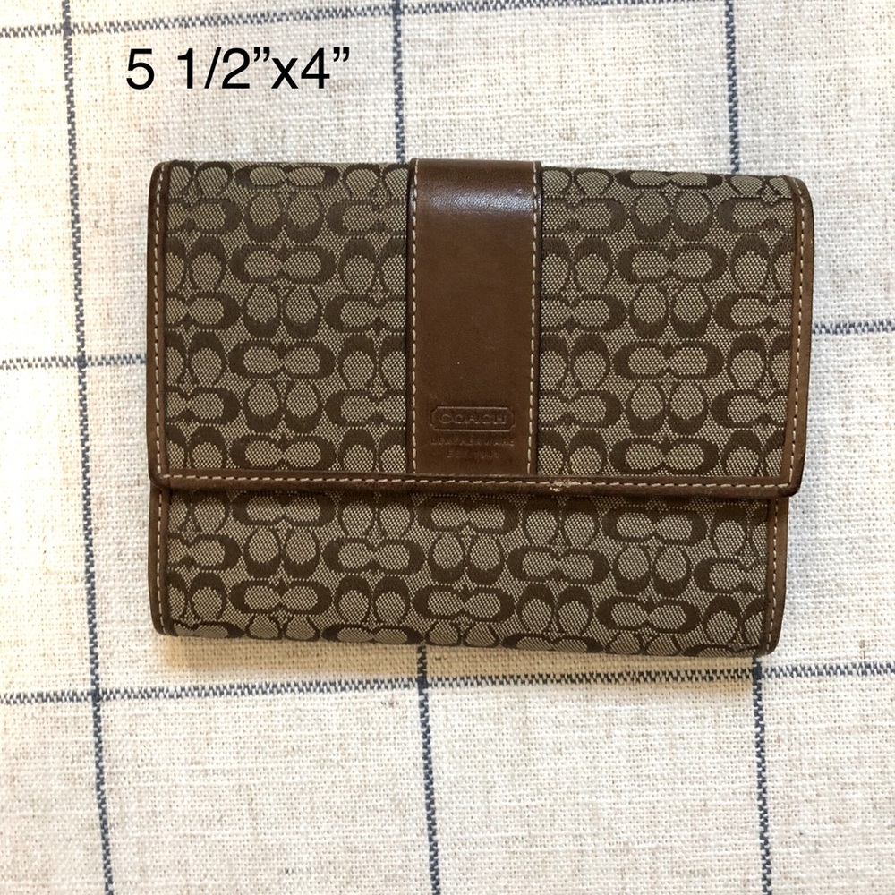 Coach cloth and leather trifold wallet